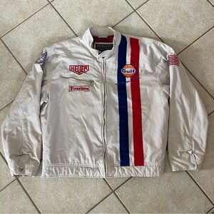 Dakota Gulf Racing Originals Graphic Bomber Jacket Heuer Le Mans Size XL USA